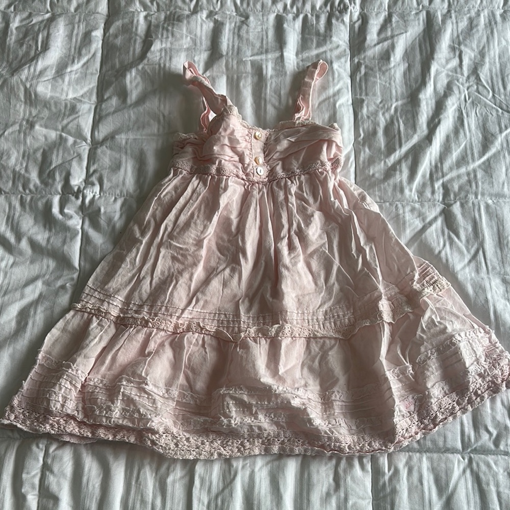 Lili Gaufrette girls Pink Ruffled Dress sz 23 months made in France